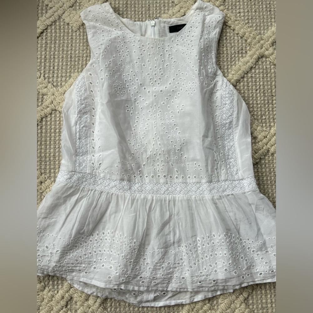 J Crew eyelet peplum blouse